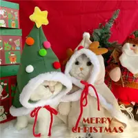 在飛比找ETMall東森購物網優惠-新年氛圍感滿滿圣誕裝扮小斗篷鹿角圣誕樹貓衣服寵物貓咪狗狗披肩