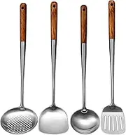 Long Handle Stainless Steel Wok Spatula Kitchen Slotted Turner Rice Spoon Ladle Cooking Tools Utensil Set