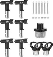 Assorted Nozzles Set, Paint Sprayer Filters with Holders Nozzle Replacement for Airless Spray Guns, Paint Jobs, Furniture, Fences, Industrial Applications
