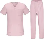 [Frediuo] Nursing Scrubs Set Nursing Workwear Soft Comfortable Scrubs Top and Pant Nursing Uniforms Set for Nursing Daily