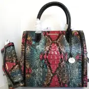 ⚘Brahmin Caroline Satchel Komodo Sunriver Leather Carryall + Tri-fold Wallet NWT