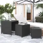 Nesting Tables 3 pcs Black Poly Rattan Modern Furniture Living Room Home D 19412
