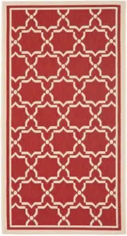 Courtyard Collection 2' x 3'7" Red/Bone CY6916 Indoor/ Outdoor Waterproof Eas...
