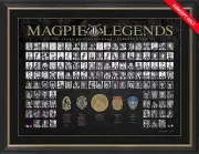 COLLINGWOOD MAGPIES 125TH ANNIVERSARY FRAMED MAGPIE LEGENDS PRINT RICHARDS SWAN