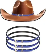 [sourcing map] 4 PCS Stretchable Hat Band Cowboy Hat Bands Adjustable Western Accessories for Women Men Caps (Dark Blue)