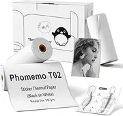 Phomemo T02 Self-Adhesive Thermal Paper, Sticker Paper Printer Label Compatible with Phomemo T02/M02X/M02L/M02, 1.96" x 11.4' (50mmx3.5m/Roll), Black Text, Keep for Long Time, 3 Rolls for Study Notes