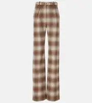[Loro Piana] Loro Piana Edward checked flannel wide-leg pants AU 14 brown