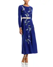 Misook Embroidered Knit Maxi Dress