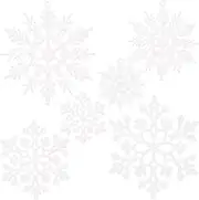 Sea Team Plastic Christmas Glitter Snowflake Ornaments Christmas Tree Decorations, 2, 3, 4 Inches, Set of 36, White