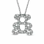 0.2 CT. T.W. Natural Diamond Teddy Bear Pendant in Sterling Silver