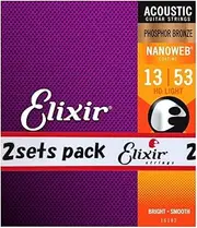 Elixir Acoustic Guitar Strings NANOWEB Phosphor bronze HD Light .013-.053 # 16182 2 piece set [genuine national]