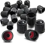 Outus Plastic Tyre Valve Dust Caps for Car Motorbike Trucks Bike and Bicycle 20 Pack (Black)