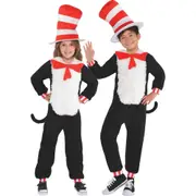 Cat in the Hat Jumpsuit Set Child Costume Size 4-6 Years