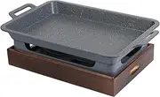 BBQ Barbeque Barbecue Grill,Rectangular Charcoal Alcohol Grilled Fish Stove,Built-in Fire Source Fixed Slot,Indoor and Outdoor (Size : 35cm*24cm)