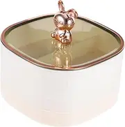 [OMEIKE] Cute Rabbit Jewelry Box, Trinket Case for Storing Rings, Necklaces, Stud Earrings, and Bracelets, Plastic Makeup Containers, Travel Jewelry Case, Earring Holder for Women Girls