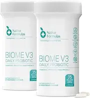 Native Formulas Biome V3 Probiotic, Prebiotic, & Fulvic Minerals Supplements - 35 Billion CFU - 6 Strains - 120 Vegan Capsules - Women & Men - FODMAP Friendly Supports Digestive, Immune & Gut Health