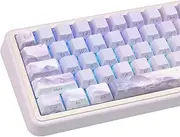 TIMSEKER 136-Key Cherry Profile Five-Sided Dye Sub PBT Keycaps, Side Print Shine Through, Retro Purple Cherry Blossom, Backlit for 75% Mechanical Gaming Keyboard