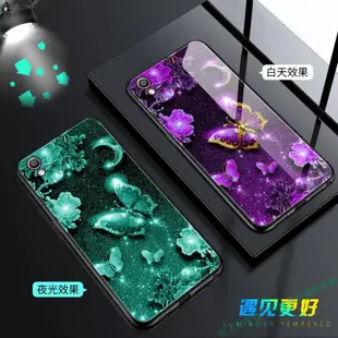 oppo r9手機殼男女款r9s夜光玻璃r9plus/r9splus簡約超薄防摔外殼鋼化玻璃背板手機保護殼手機套防摔殼【