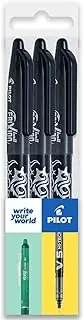 Pilot Frixion Heat/Friction Erasable Rollerball Pen FR7 - Medium Line 0.7mm Tip Nib - Wallet Pack of 3 (Black)
