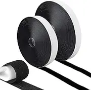 GWHOLE 2 Roll Self Adhesive Hook and Loop Fastener Tape Strips Tape Double Sided Sticky Back Strip Roll Fastening Mounting Tape, Total Length 32ft (10m), Width 2 cm - Black