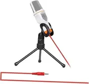 HAMPPLIES Condenser Microphone with Holder Clip for Podcasting Karaoke and PC Use Portable Design for Skype and MSN White Finish Easy Setup Minimal Background Noise
