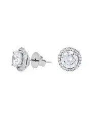 [SALLY SKOUFIS] Halo Double Stud Earrings with Diamonds in Silver