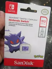 NEW! SanDisk 512GB Micro SD microSDXC Memory Card Nintendo Switch Pokemon Gengar
