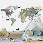 Map photo wallpaper 144x100 inch World Nursery paper wall decor bedroom