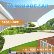 Rectangle Shade Sail HDPE Waterproof 99% UV Block 420D Oxford Cloth Fabric