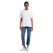 Replay Womens Graphic Tee Rose Label T-Shirt w/ Embroidery White