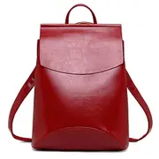 Fashion Women Backpack Youth Leather Backpacks for Teenage Girls Female School Double-Shoulder Bag(Red)