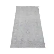 2'10"x5' White Washed Out Peshawar Leaf Design Hand Knotted Pure Wool Rug R20687