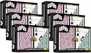 Copag 1546 Design 100% Plastic Playing Cards, Poker Size Green/Burgundy (Jumbo Index, 6 Sets)