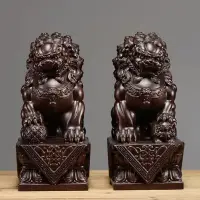 在飛比找蝦皮商城精選優惠-黑檀木雕獅子擺件      黑檀木雕獅子擺件實木質北京獅宮門