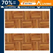 Decking Tiles Vertical Pattern 30 x 30 cm Set of 20 Outdoor Flooring Patio 71790