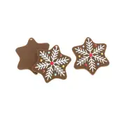 2 Gingerbread Snowflake Painted Resin Charms - K194