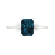2 ct Emerald Cut Topaz Gemstone Solitaire Ring White Gold, Anniversary Gift