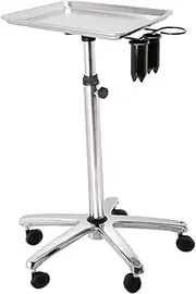 Rolling Salon Tray Cart Organizer Hair Stylist Cart Instrument Tray Stand Holder Salon Tray on Wheels for Studios Shops Spas, with Dryer Holder