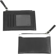 [uxcell] 2pcs Small Credit Card Holder Slim PU Leather Wallet Minimalist Card Case Holder Coin Purse Change Purse with Zipper for Men Women (Black)
