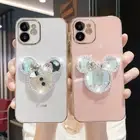 Cute Bling Mirror Holder Phone Case For Samsung A23 A33 A32 A52 A53 A73 A13 A03s