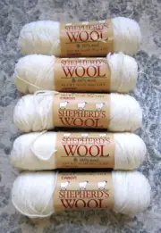 Caron 100% Wool Shepherds's WOOL Yarn 5 Skeins white NEW*
