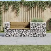 Garden Bench Garden Bench with Gabion Basket Impregnated Wood Pine