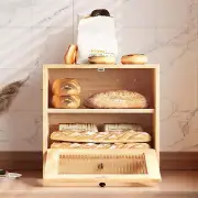 Bread Box for Kitchen Countertop 3 Layer Large Corner Wooden Bread Storage Conta