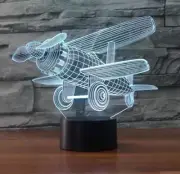 5V Desk Table Lamp Airplane 3D illusion Night Light 7-Color Changing LED Touch F