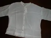 NWT L Eileen Fisher White Textured Mandarin Collar Button Down Shirt $148