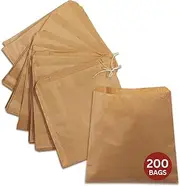 200 x Strung Kraft Paper Bags (7 x 7 inch) – Brown Paper Bags for Food, Lunch, Gifts, Groceries, Sandwiches & Takeaway | Greaseproof & Eco-Friendly Recyclable Small Brown Fruit Bag