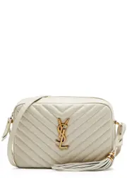 Saint Laurent Lou Quilted Cross Body Bag, Leather Bag, White One Size
