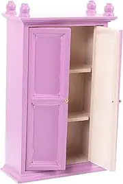 Totority 1:12 Scale Mini Wooden Furniture Dollhouse Supplies Wardrobe Cabinet for Mini Home Dec