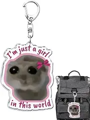 [Generic] Funny Hamster Keychain - acrylic animal key holder, cute hamster pendant for kids adults | lightweight backpack charm, creative accessory for purse keychain decoration
