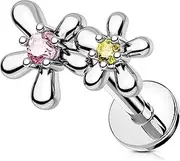 [OUFER] Cute Floral Cartilage Piercing, 16G Internally Threaded Flat Back Piercings Silver Helix Cartilage Tragus Piercing Jewelry
